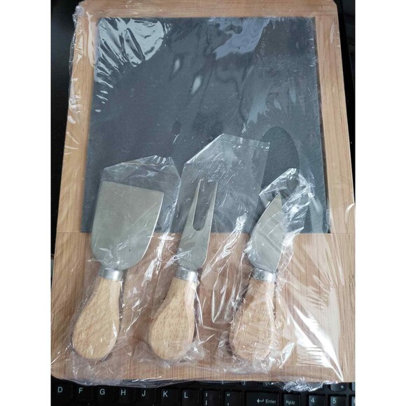Slate Cheese Boards With Tools NEW Wood and Slate Set of 3 - Picture 1 of 3
